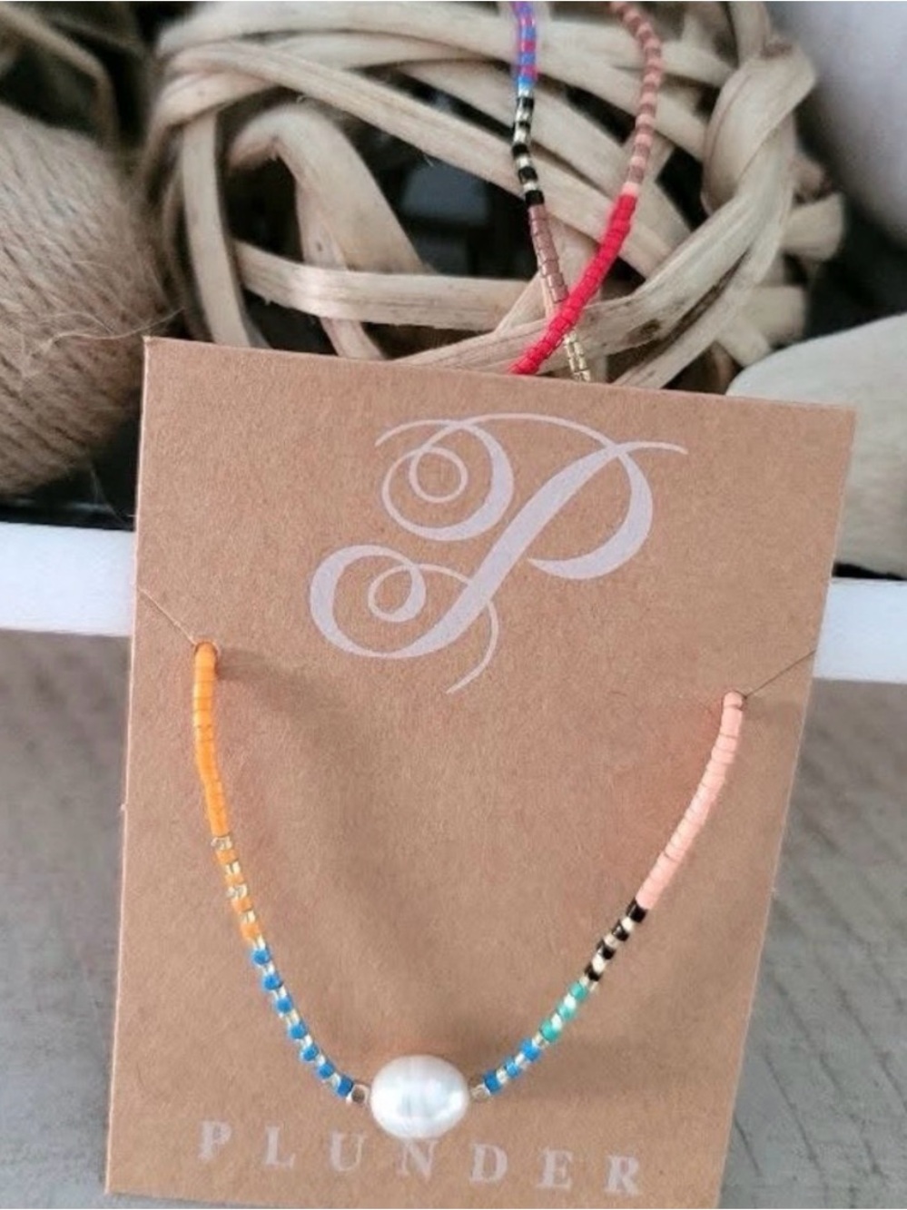 Plunder Colorful Beaded Necklace with Pearl NEW